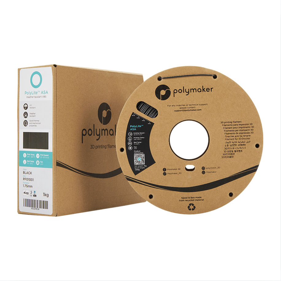 Polymaker PolyLite ASA filament svart 1kg 1.75mm