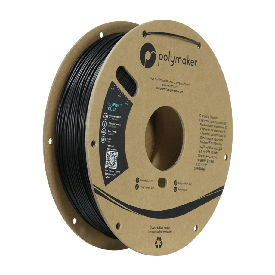 Polymaker TPU filament PolyFlex 95A svart 750g