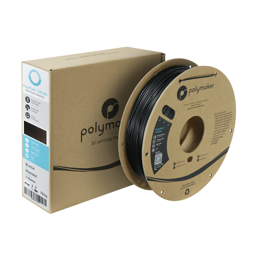Polymaker TPU filament PolyFlex 95A svart 750g