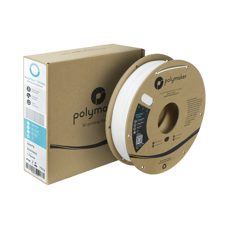 Polymaker TPU filament PolyFlex 95A vit 1.75mm 750g