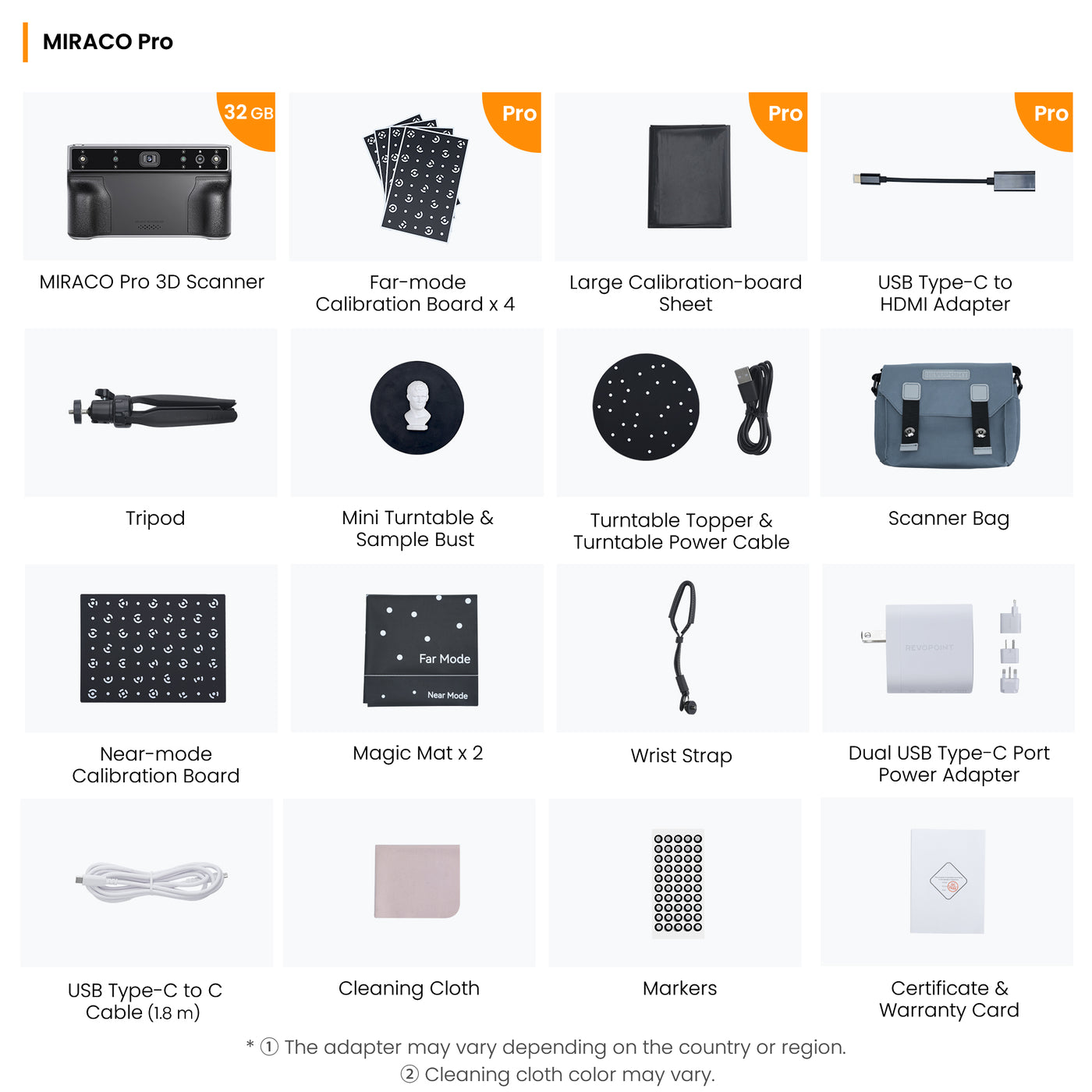 Revopoint Miraco Pro 3D Scanner delar