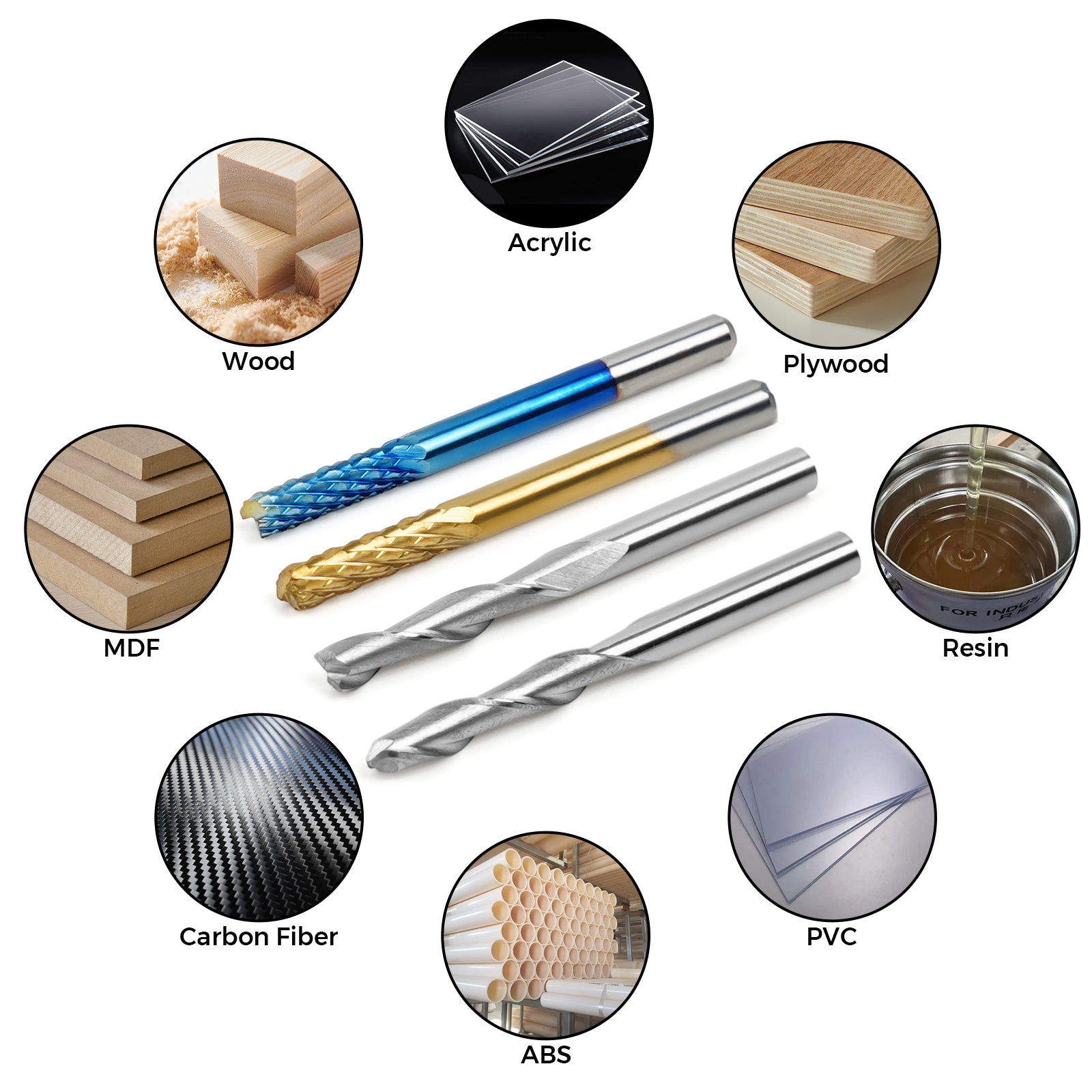 TwoTrees CNC Fräsborrar 40 st – Kulfräs, Planfräs & Titanbelagda - Bild 2