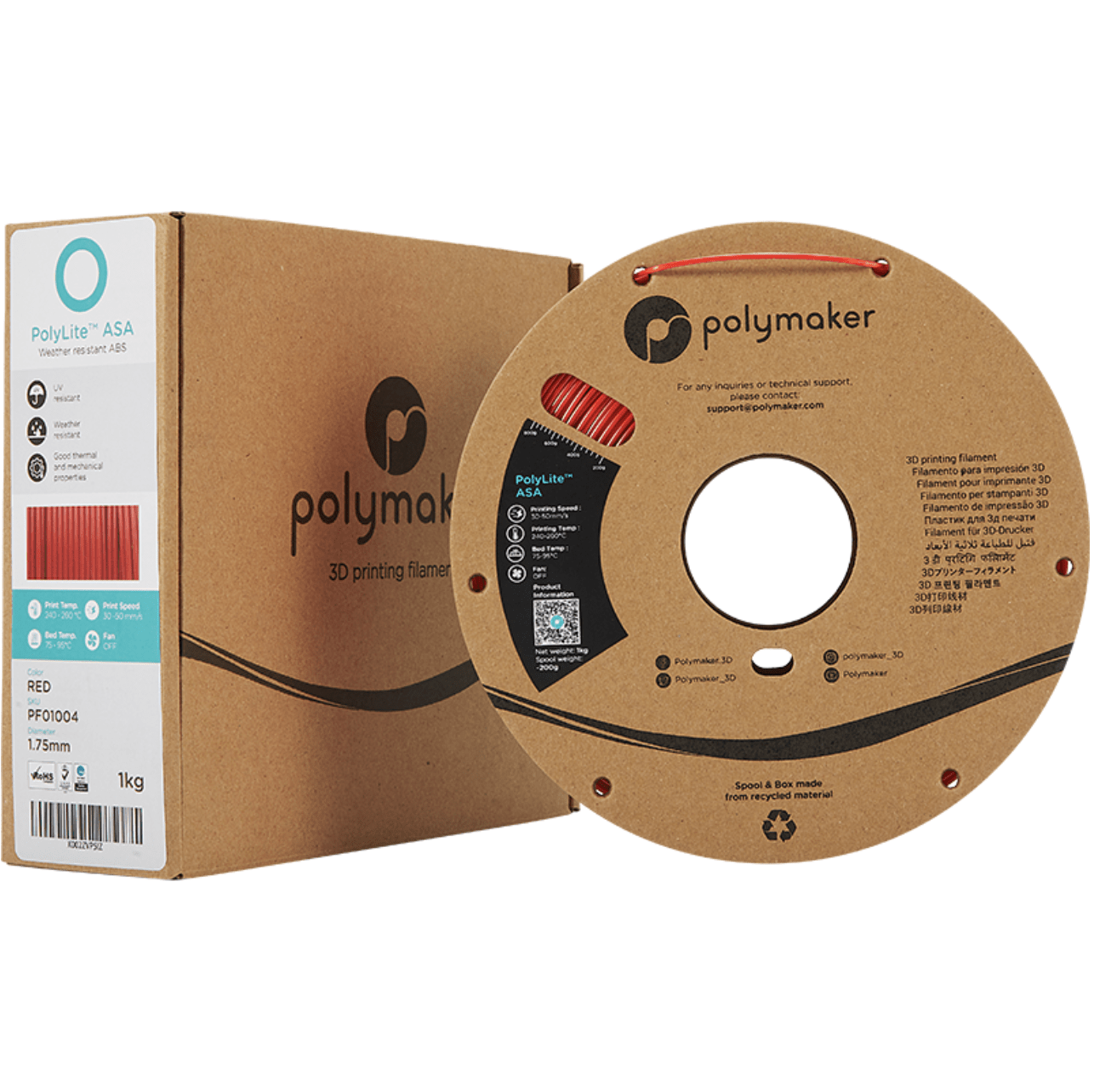 Polymaker PolyLite - ASA filament - Röd - 1kg - 1.75mm - Bild 3
