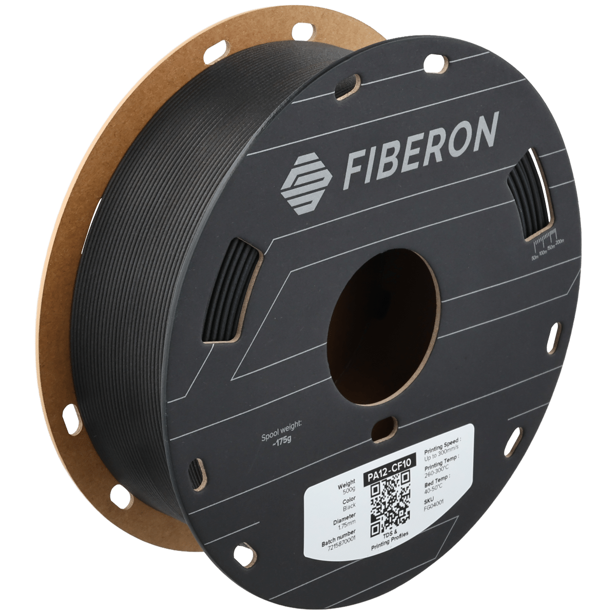 Polymaker Fiberon PA12-CF10 filament - Svart - 1.75mm - 500g